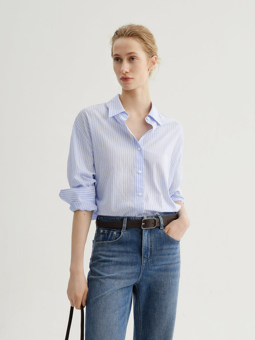 Camisa de algodão às riscas