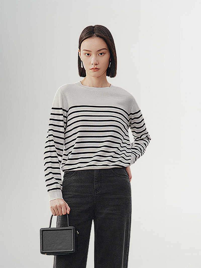 Striped Wool Blend Sweater