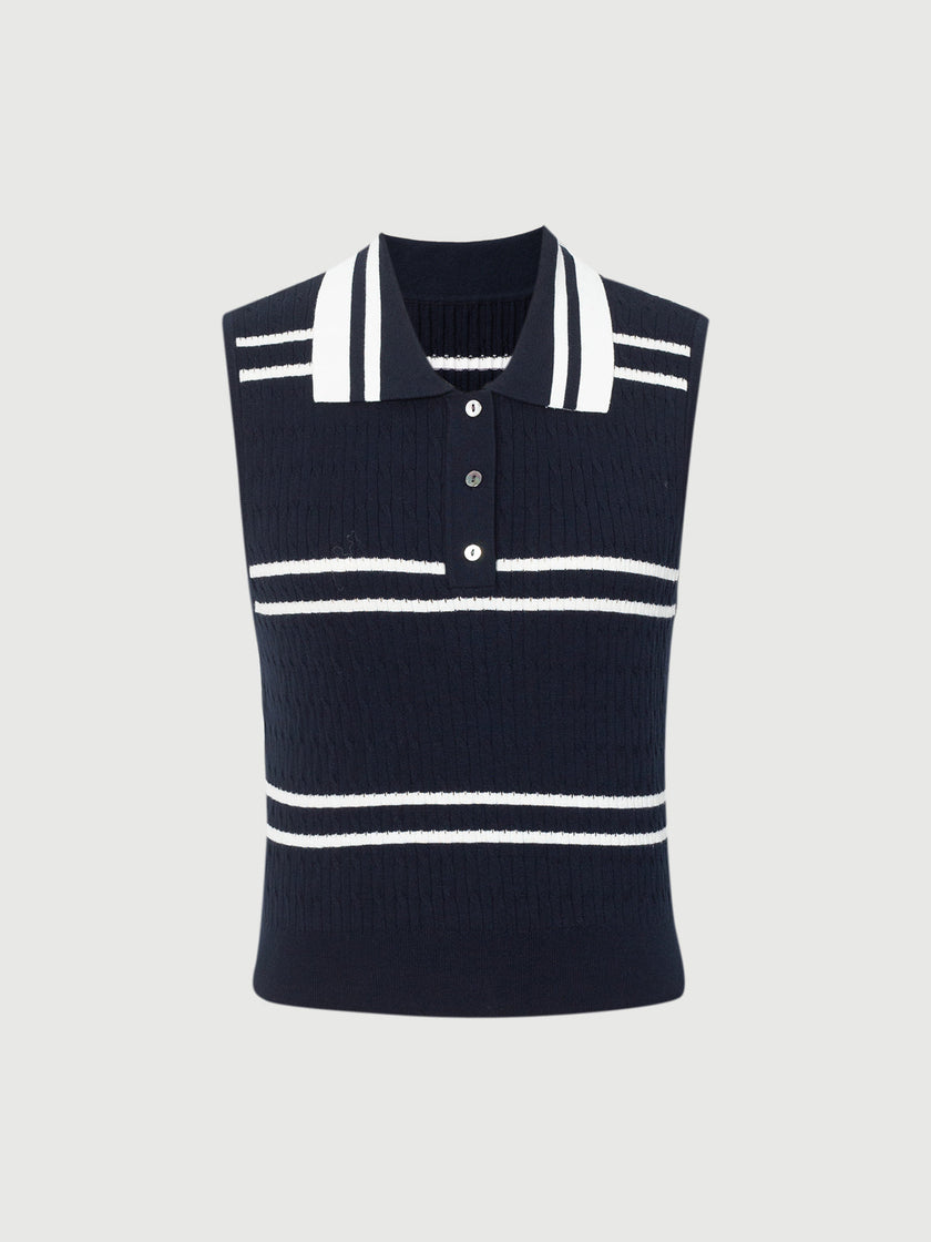 Polo Sleeveless Cotton Knit Top