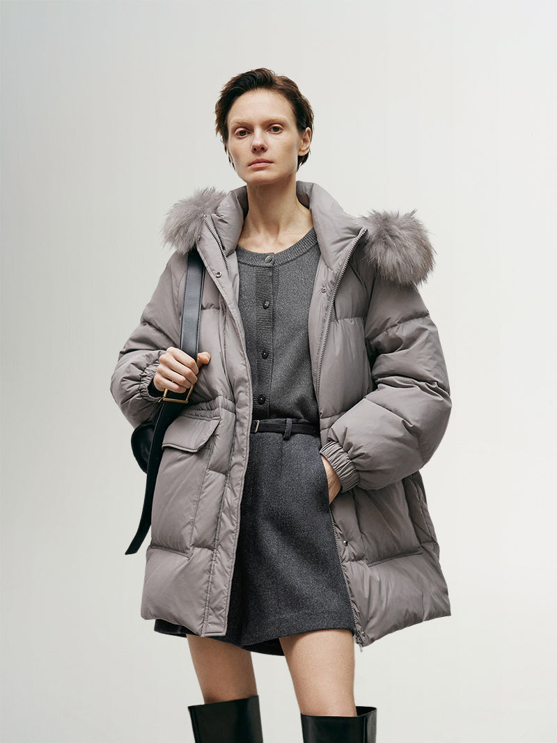 Goose Puffer Fur Hooded Jacket