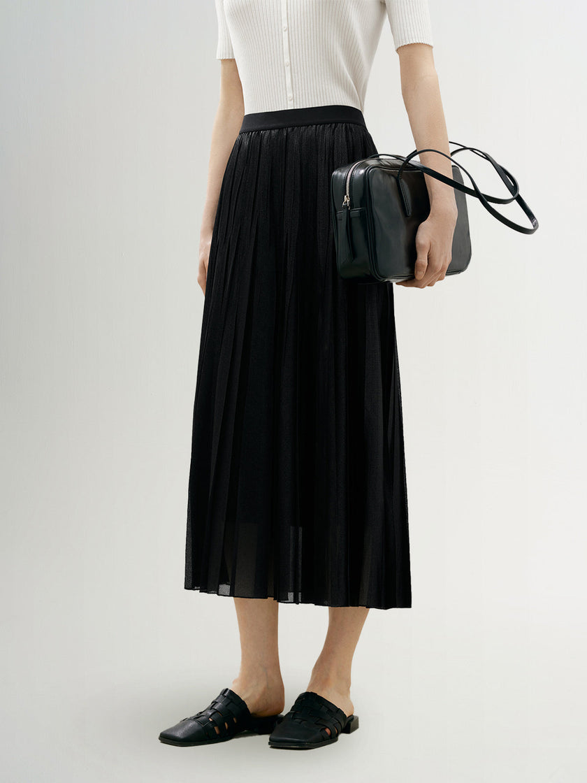 Pleated Maxi Skirt