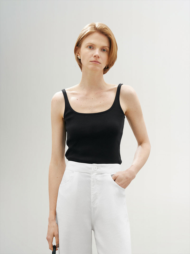 Round Neck Cotton Tankini Top