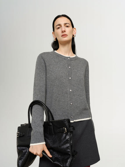 Pure Cashmere Contrast Binding Sweater 5FA133011