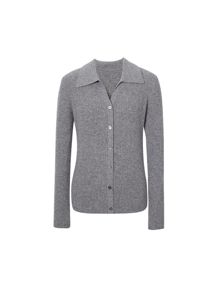 Collared V-neck Cashmere Sweater - MEILLEUR MOMENT OFFICIAL STORE NEW YORK