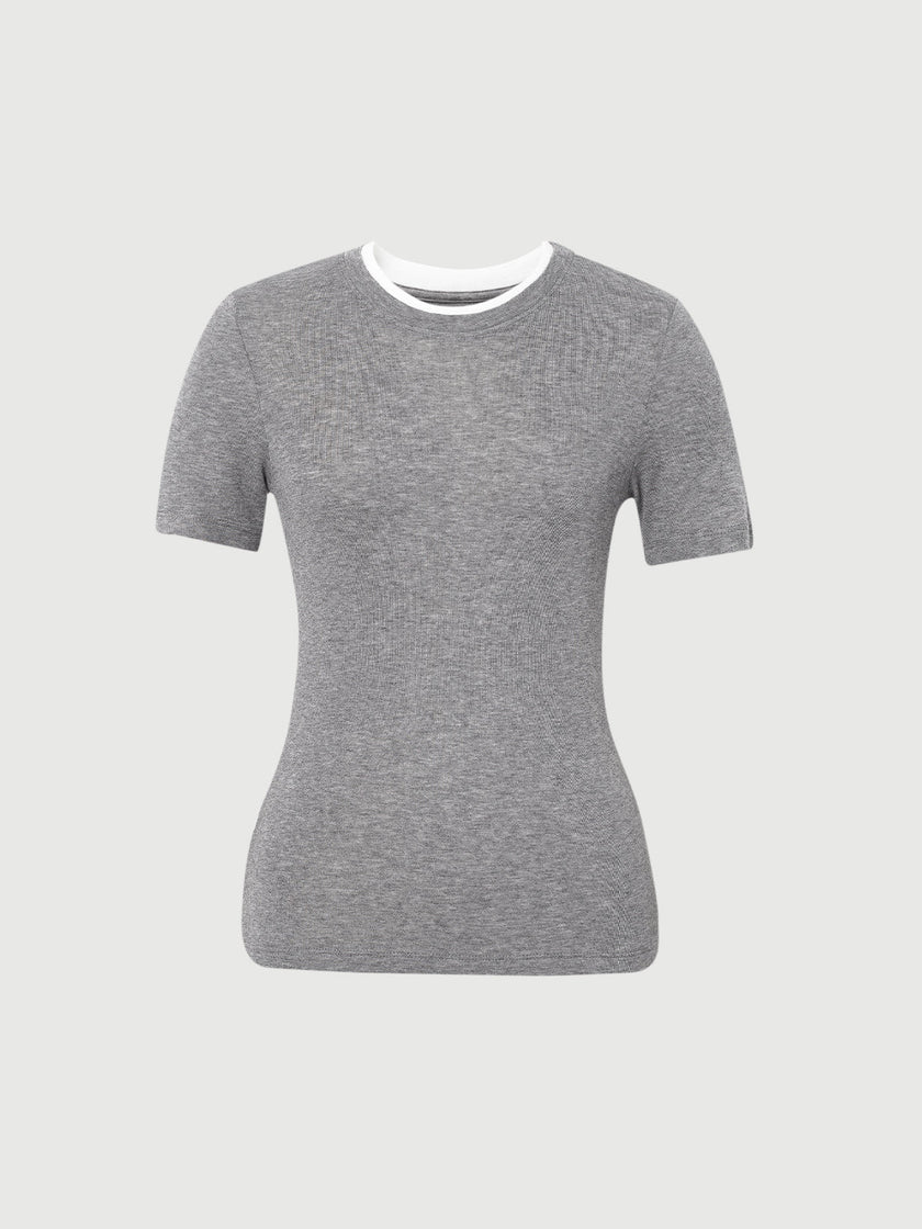 Slim Fit Lyocell Neck T-Shirt