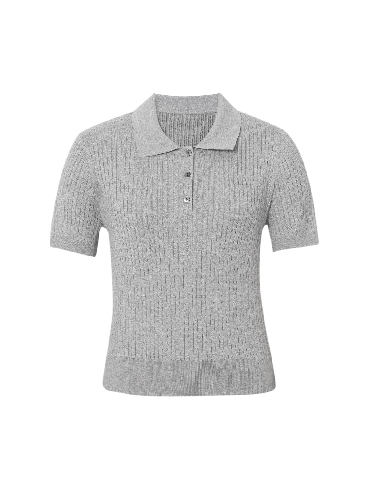 Polo Neck Short Sleeves Cotton Knitwear