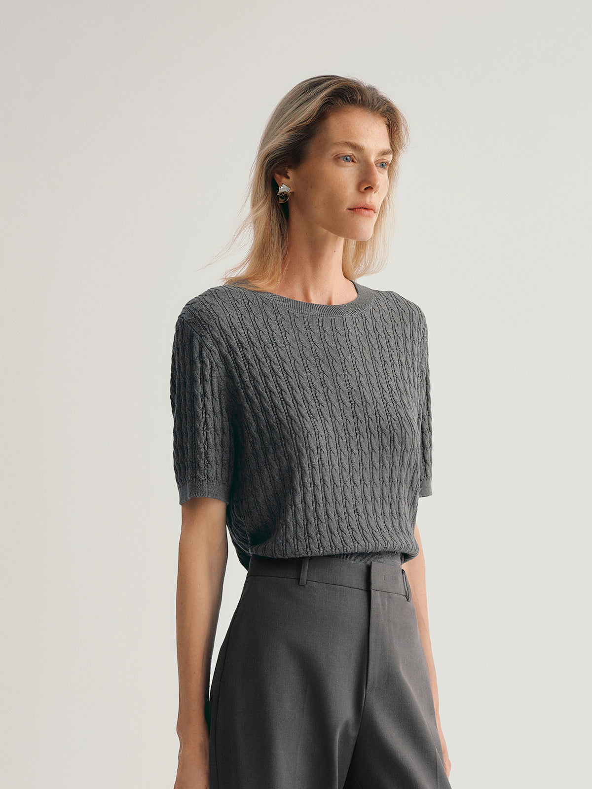 Short Sleeved Ribbed Knit Top