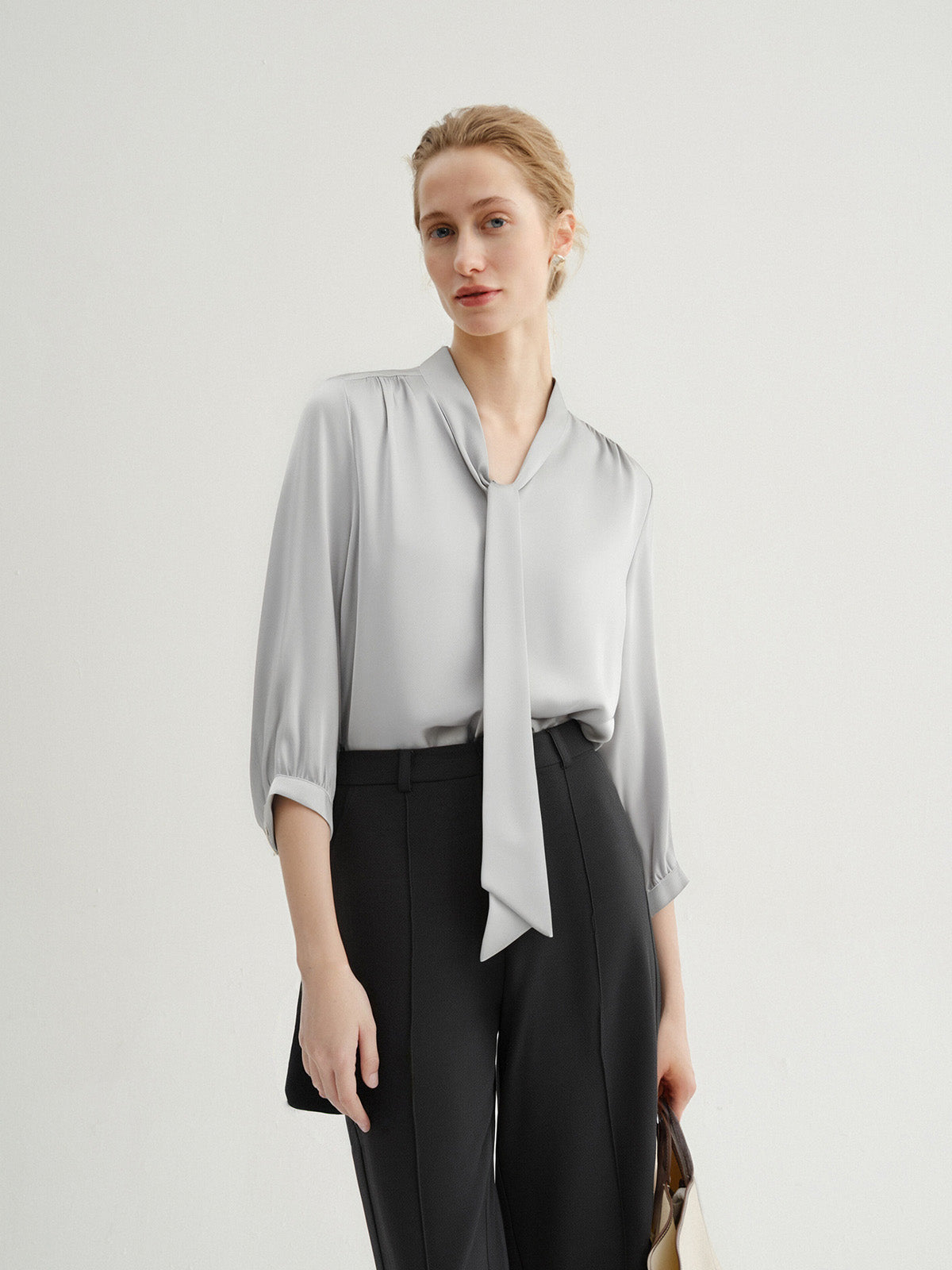Tie Neck Silk Blouse