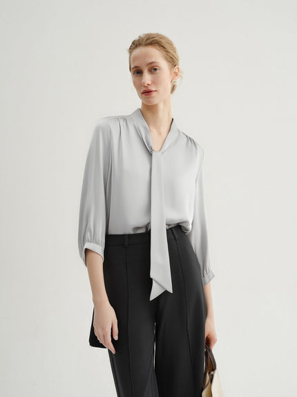Tie Neck Silk Blouse