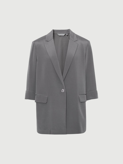 Single-Breasted Premium Silk Blazer