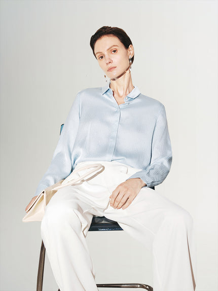 Pure Silk Bubble Textured Shirt