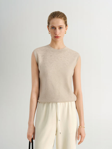 Pure Cashmere Sleeveless Crewneck