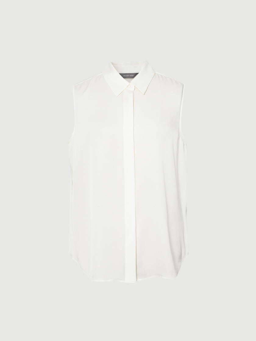 Sleeveless Silk Shirt Top