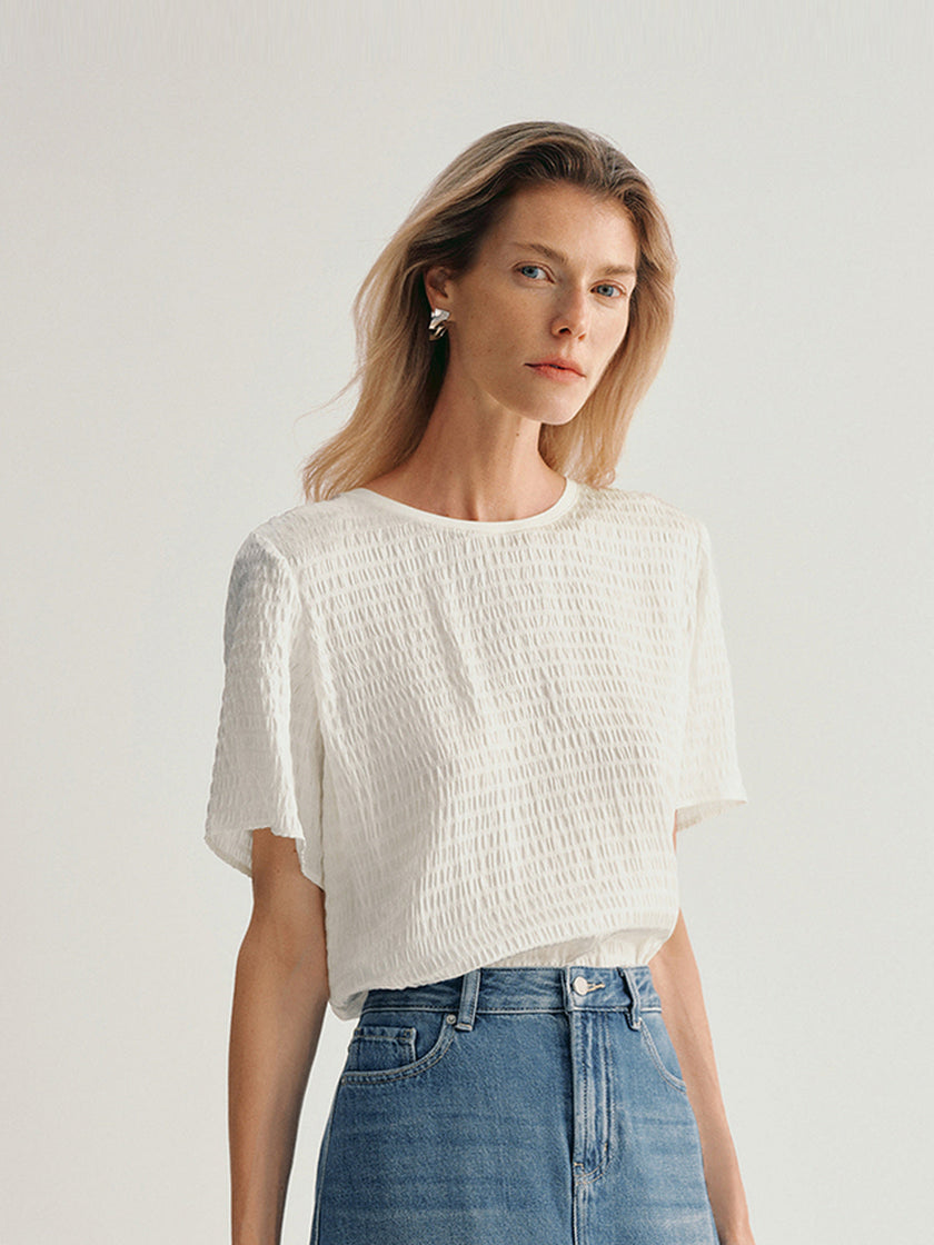Bubble Textured Silk Blouse