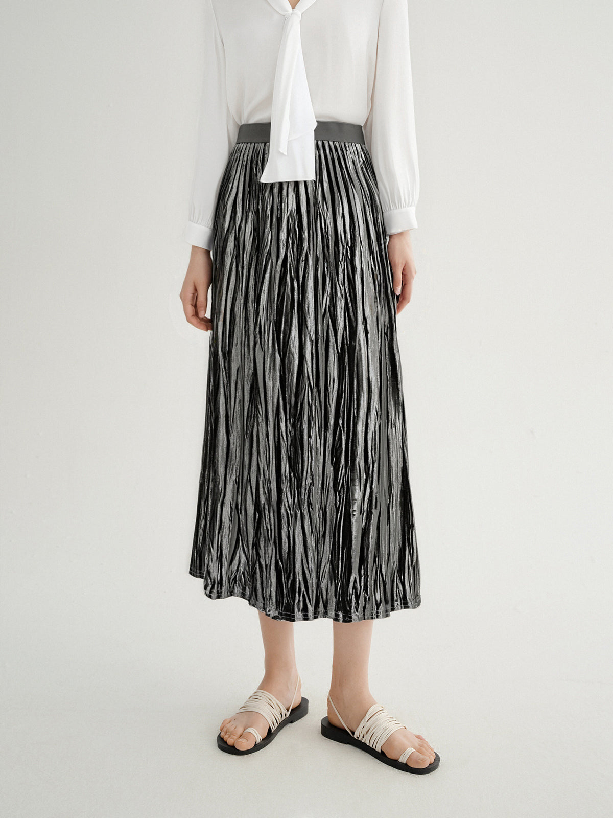Women's Asymmetrical Pleated Velvet Maxi Dress L Women's Asymmetrical Pleated Velvet Maxi Dress L