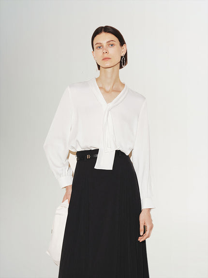 Tie Neck Silk Blouse - MEILLEUR MOMENT OFFICIAL STORE NEW YORK