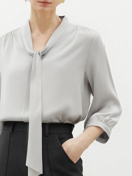 Tie Neck Silk Blouse