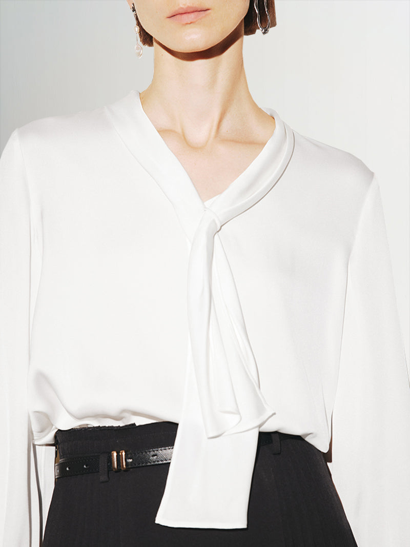 Tie Neck Silk Blouse - MEILLEUR MOMENT OFFICIAL STORE NEW YORK