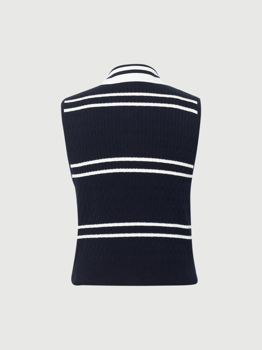 Polo Sleeveless Cotton Knit Top