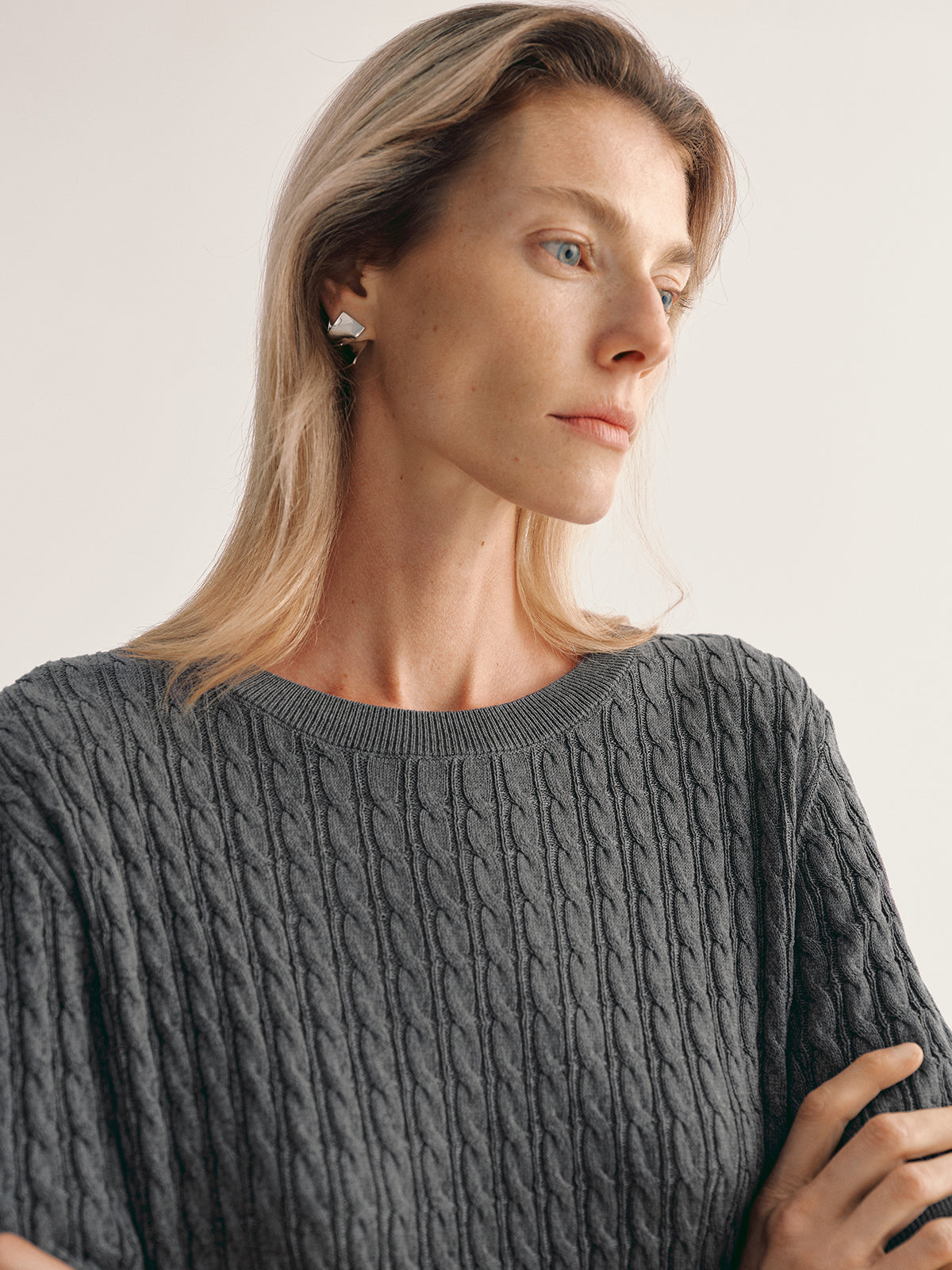 Short Sleeved Ribbed Knit Top