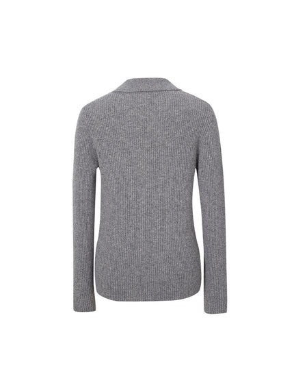 Collared V-neck Cashmere Sweater - MEILLEUR MOMENT OFFICIAL STORE NEW YORK