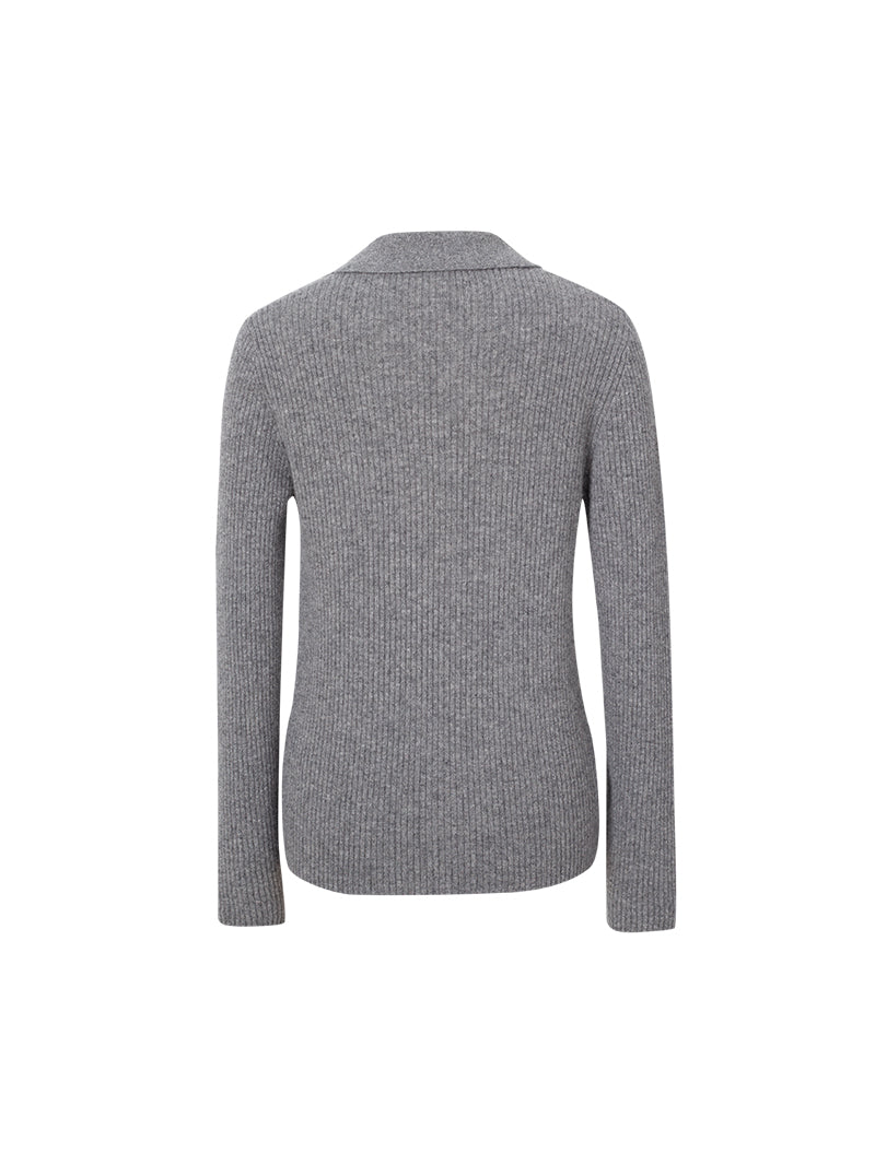 Collared V-neck Cashmere Sweater - MEILLEUR MOMENT OFFICIAL STORE NEW YORK