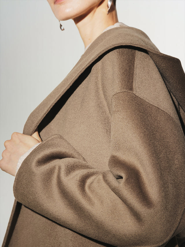 Large Lapel Wool Cashmere Hooded Coat - MEILLEUR MOMENT OFFICIAL STORE NEW YORK