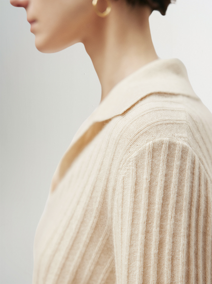 Rib Polo Cashmere Sweater - MEILLEUR MOMENT OFFICIAL STORE NEW YORK