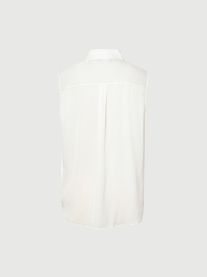 Sleeveless Silk Shirt Top