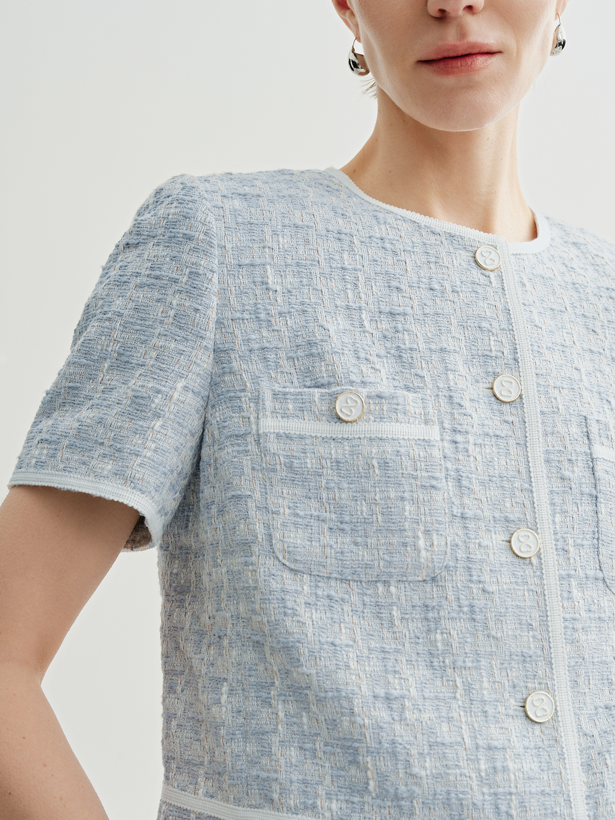 【THETOE】Short Sleeve Tweed Jacket Mサイズ Crew Neck Short Sleeve Tweed Jacket – MEILLEUR MOMENT OFFICIAL