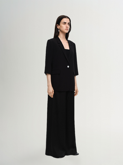 One Button 92% Silk Blazer