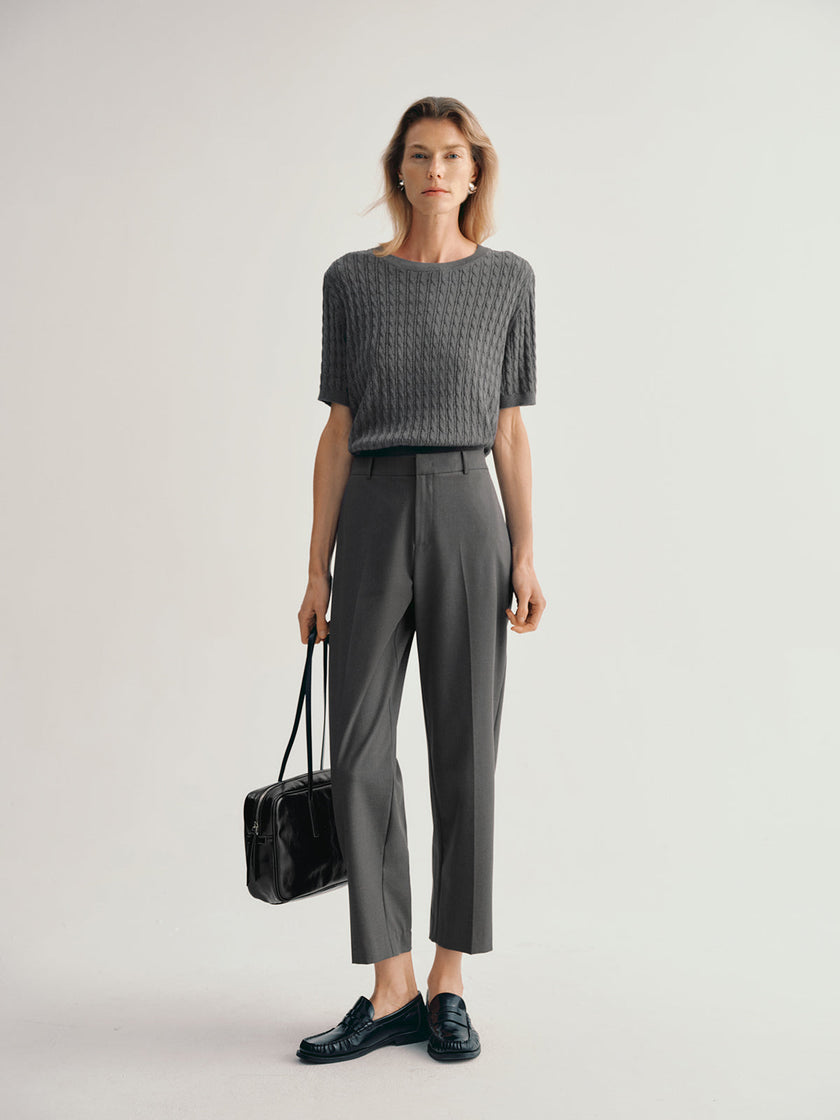 Short Sleeved Ribbed Knit Top