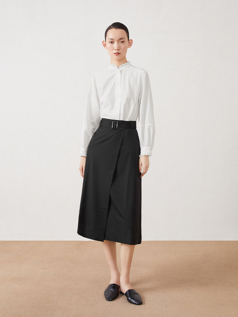 Stand Collar Trim Blouse