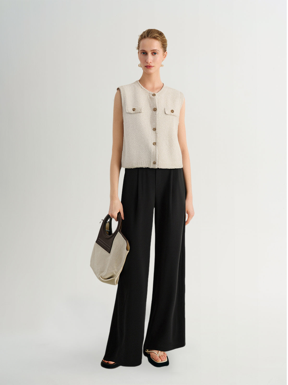 Beige Knit Sleeveless Tank