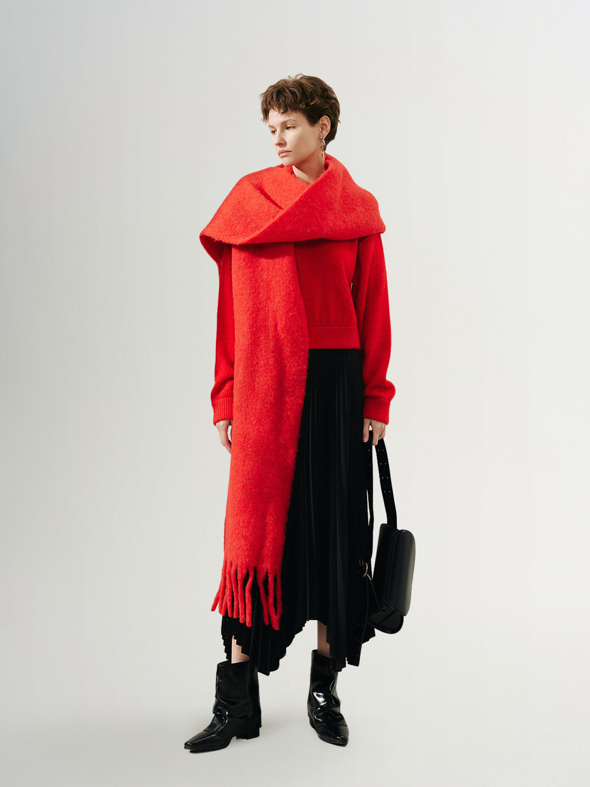 Pleated Handkerchief Maxi Skirt