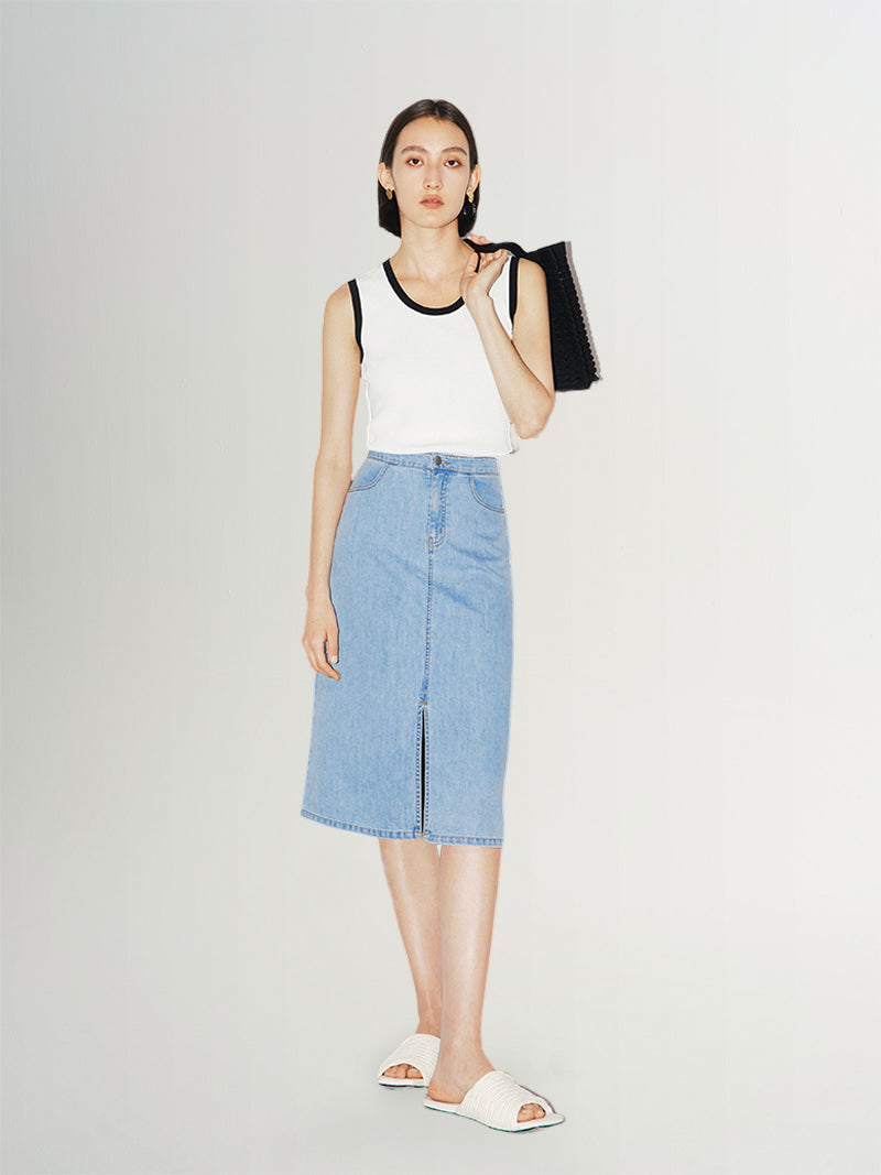 Midi Denim Skirt