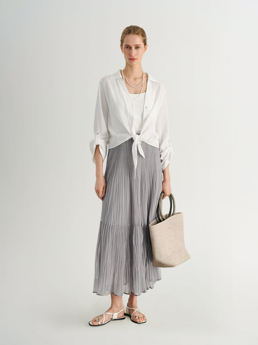 MEILLEUR MOMENT Pleated Maxi Skirt-Styled with Shirt