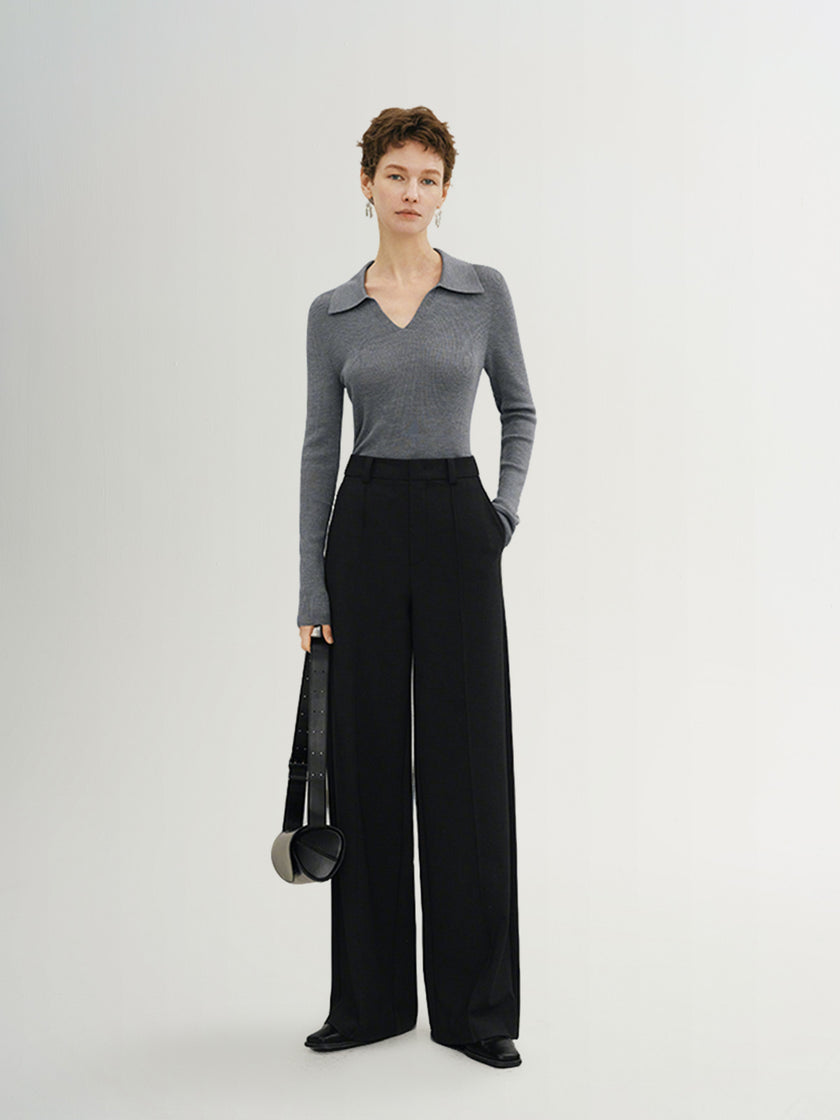 Straight-Fit High-Waist Trousers