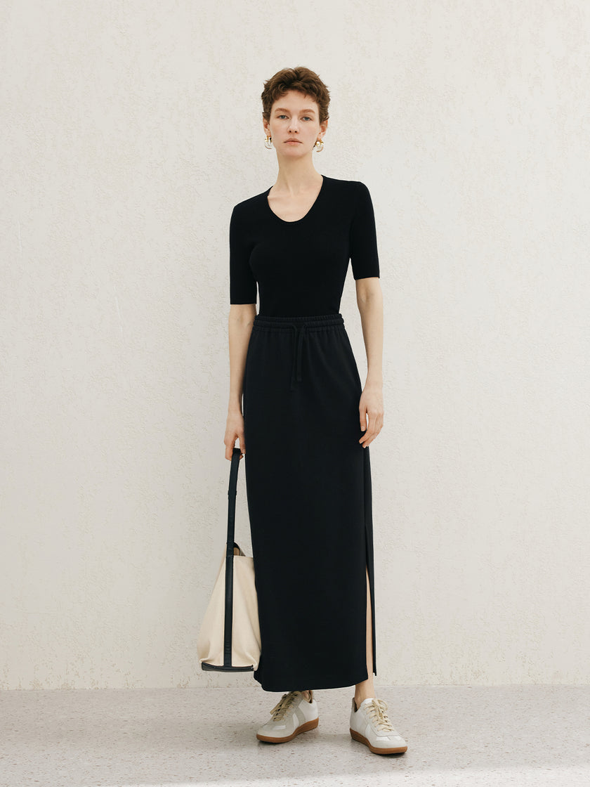 Straight Side Slit Skirt