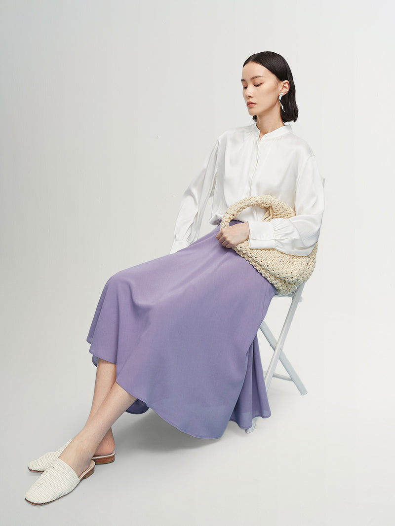 Stand Collar Silk Blouse