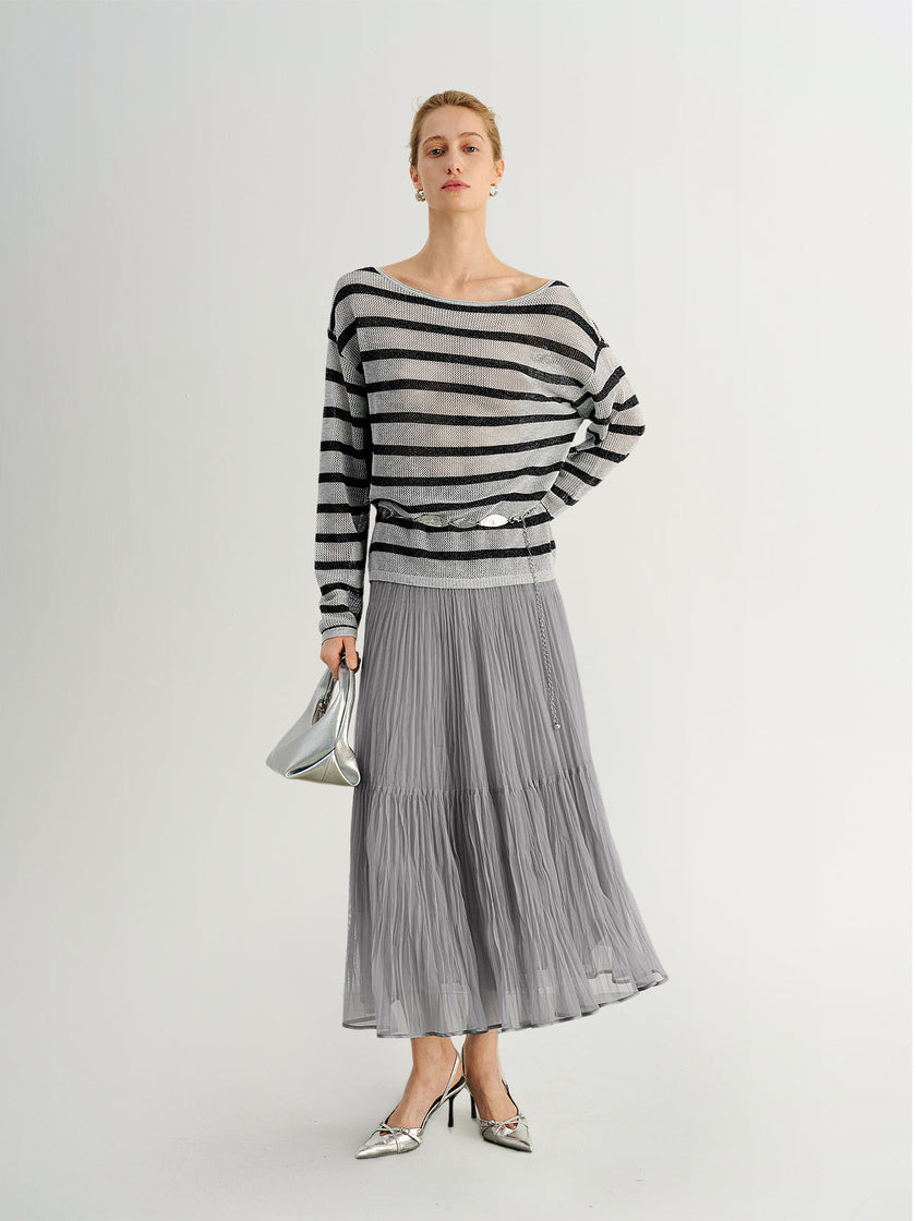 Oversized Striped Knit Pullover