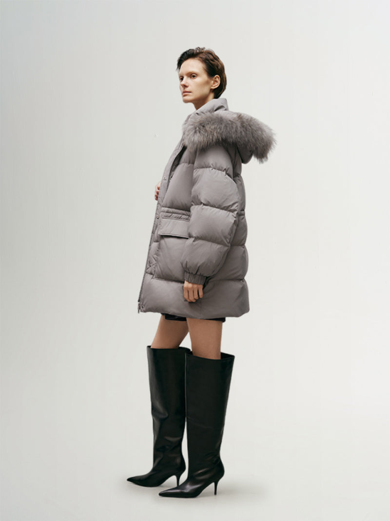 Goose Puffer Fur Hooded Jacket