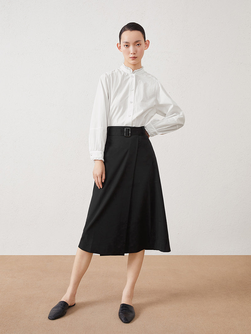 Stand Collar Trim Blouse