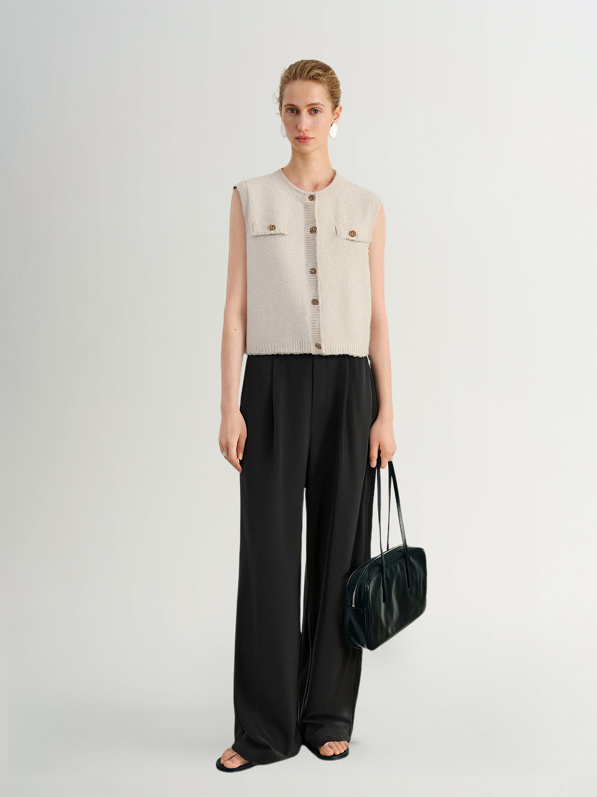 Beige Knit Sleeveless Tank