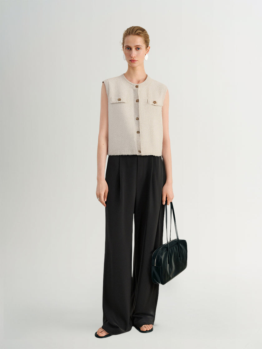 Beige Knit Sleeveless Tank