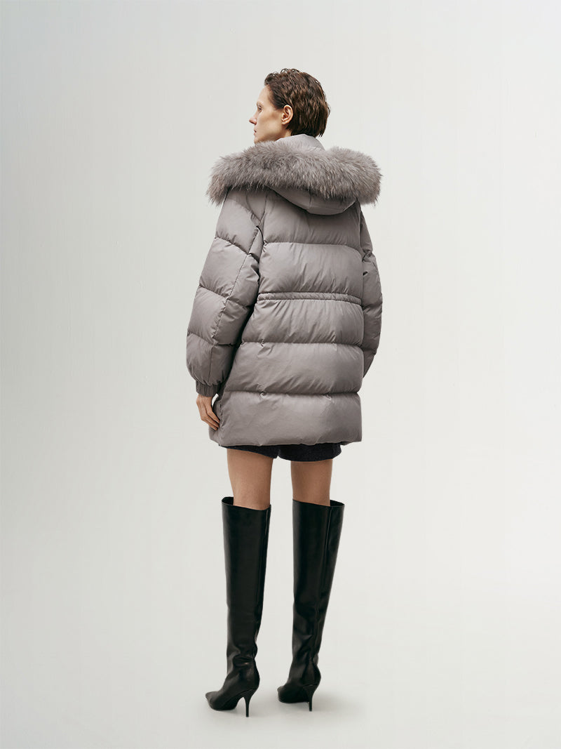 Goose Puffer Fur Hooded Jacket