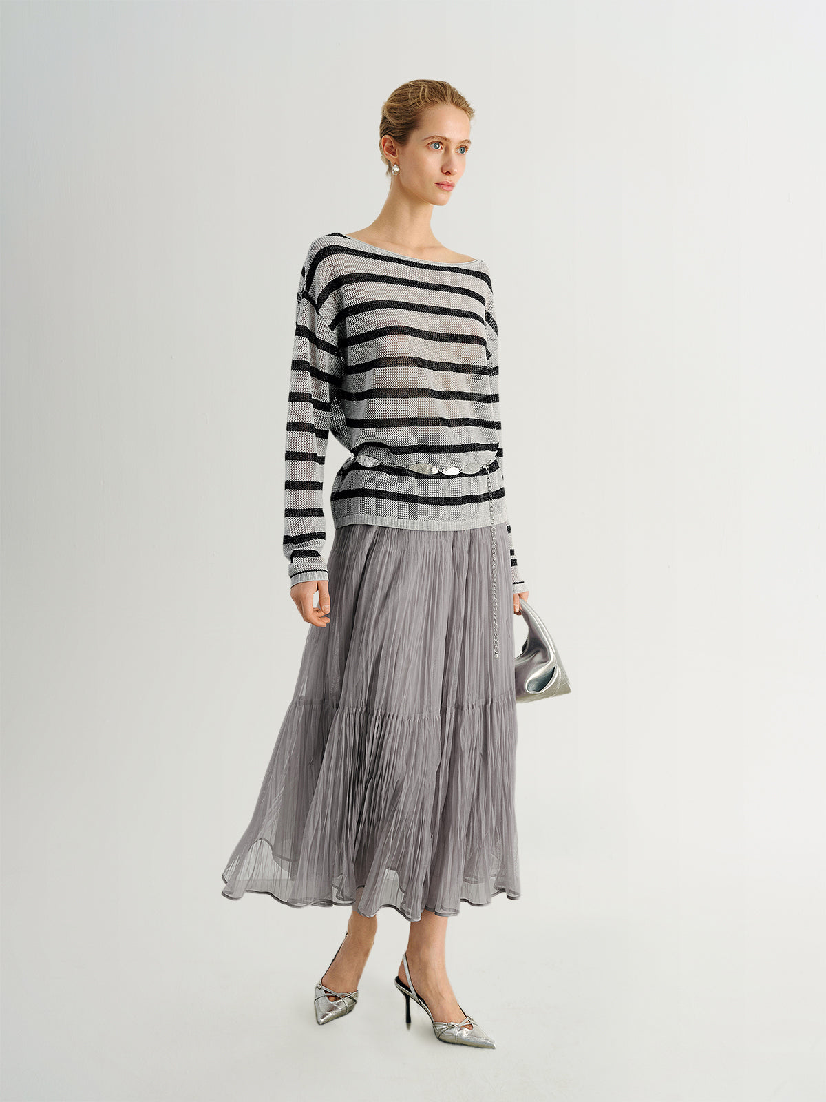 Oversized Striped Knit Pullover