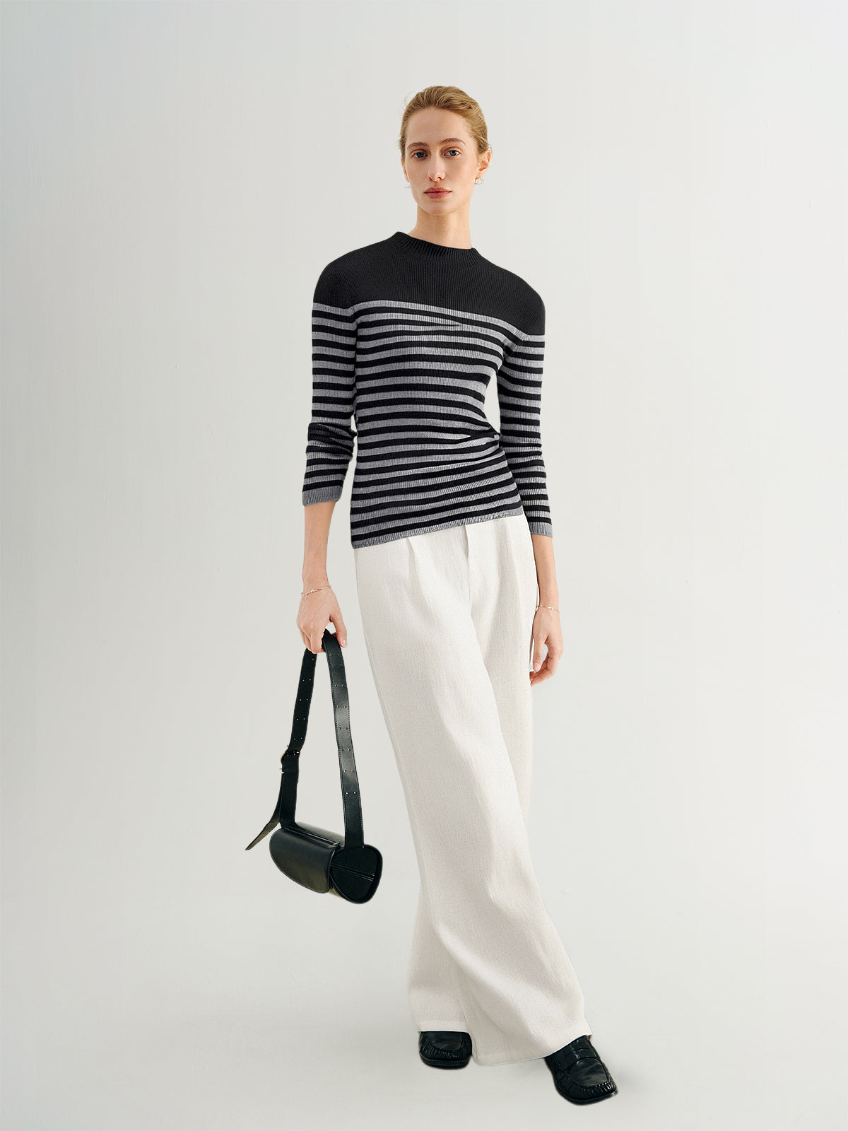 Striped Long-Sleeve Fitted Top