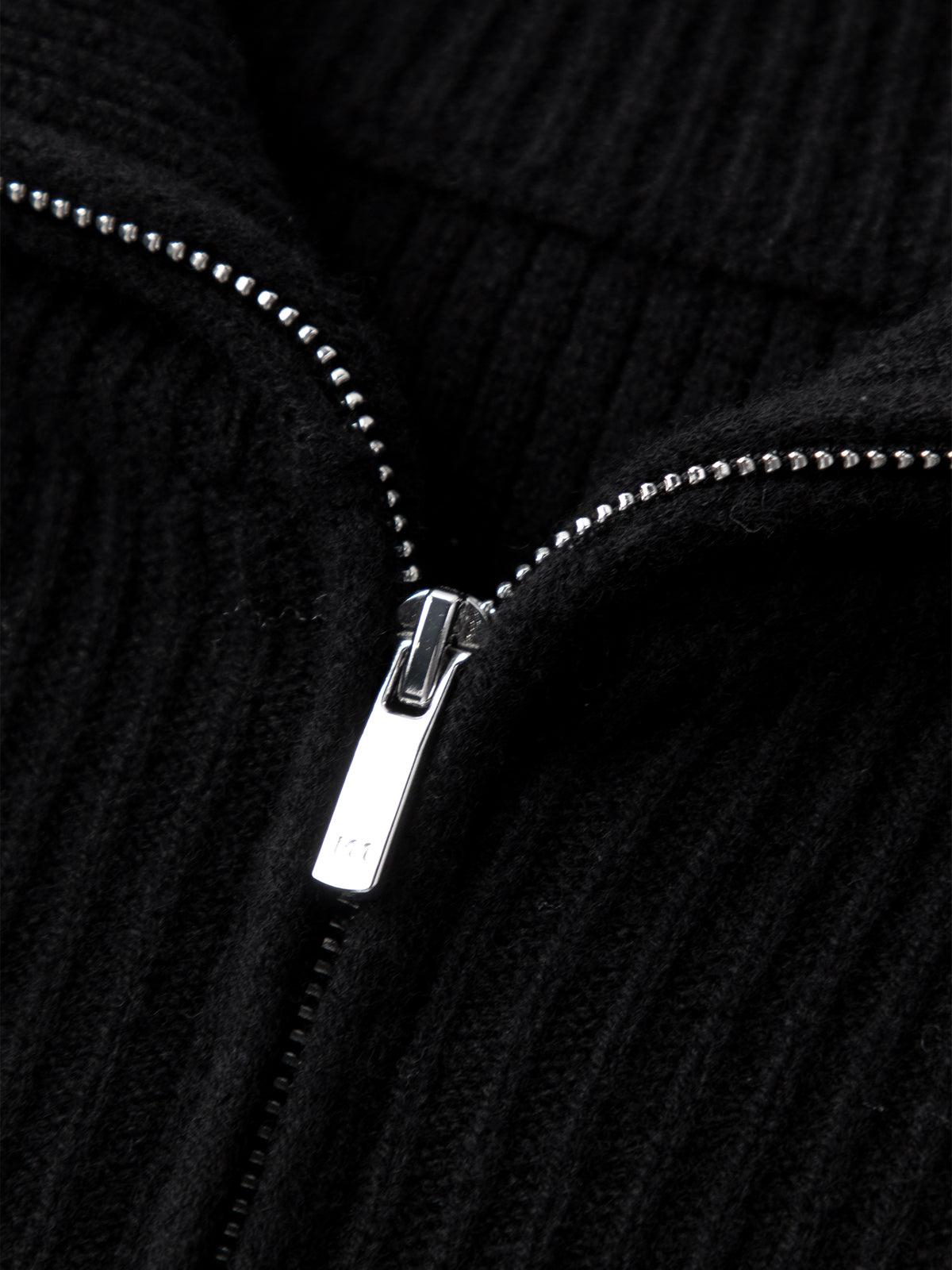 Striped Pure Wool Zipper Polo Sweater