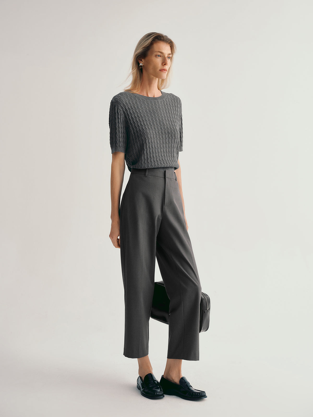 Short Sleeved Ribbed Knit Top